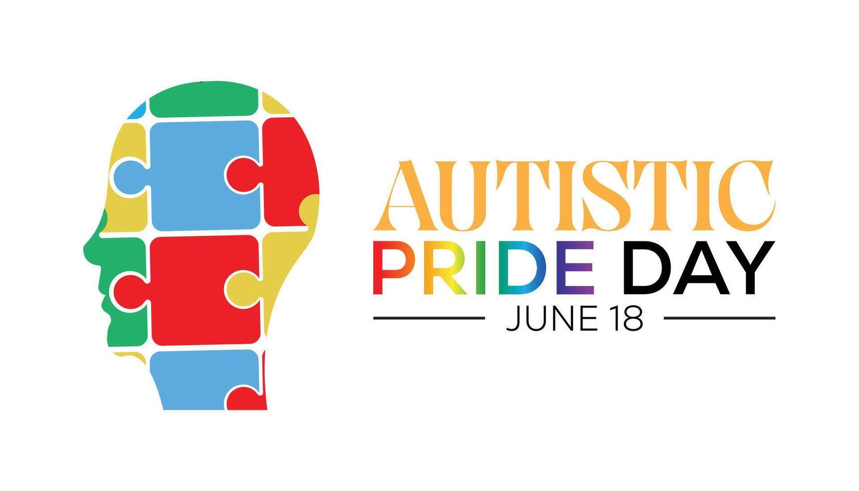 autista orgulho dia observado cada ano dentro junho. modelo para fundo, bandeira, cartão, poster com texto inscrição. vetor