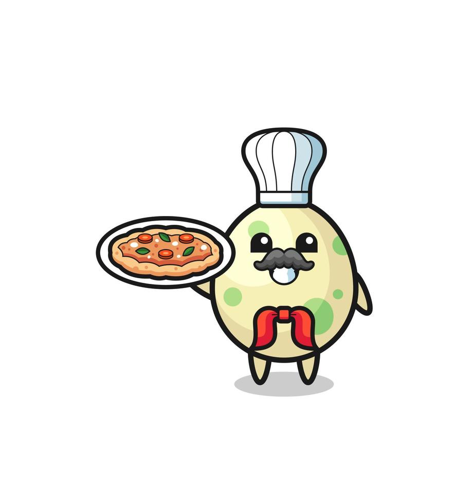 personagem de ovo manchado como mascote do chef italiano vetor