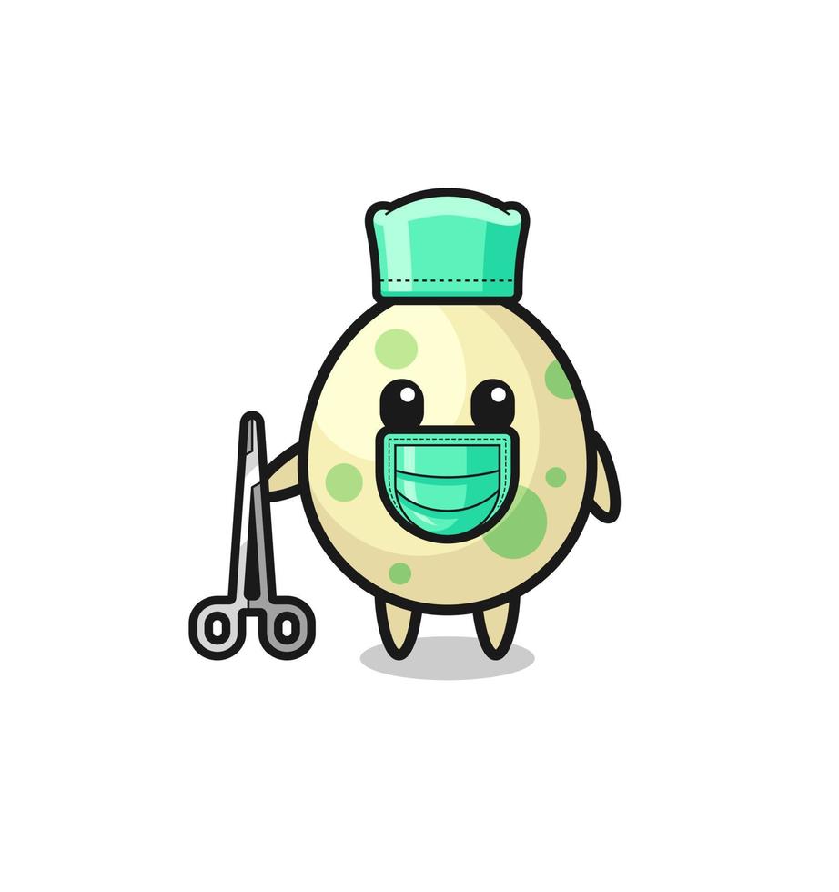 personagem mascote de ovo pintado de cirurgião vetor
