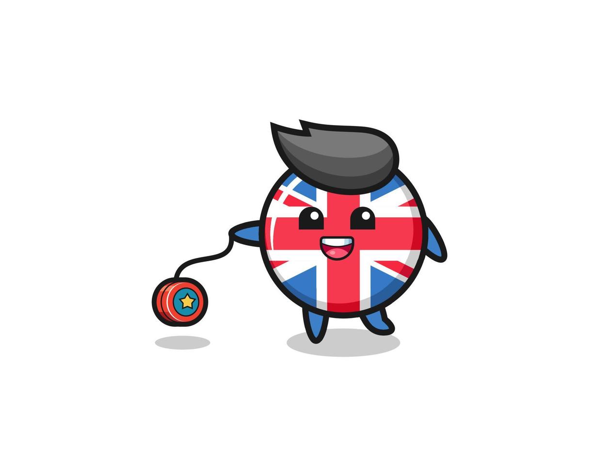 desenho animado da bandeira fofa do Reino Unido jogando um ioiô vetor