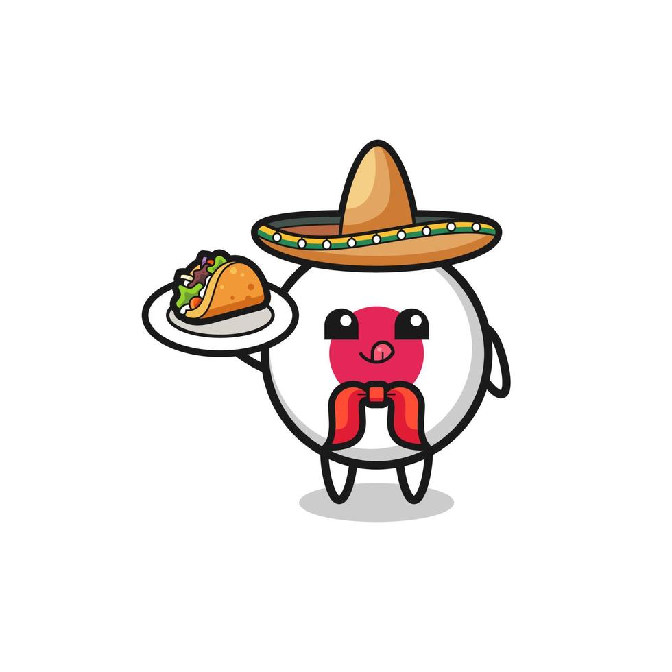 mascote do chef mexicano da bandeira do japão segurando um taco vetor