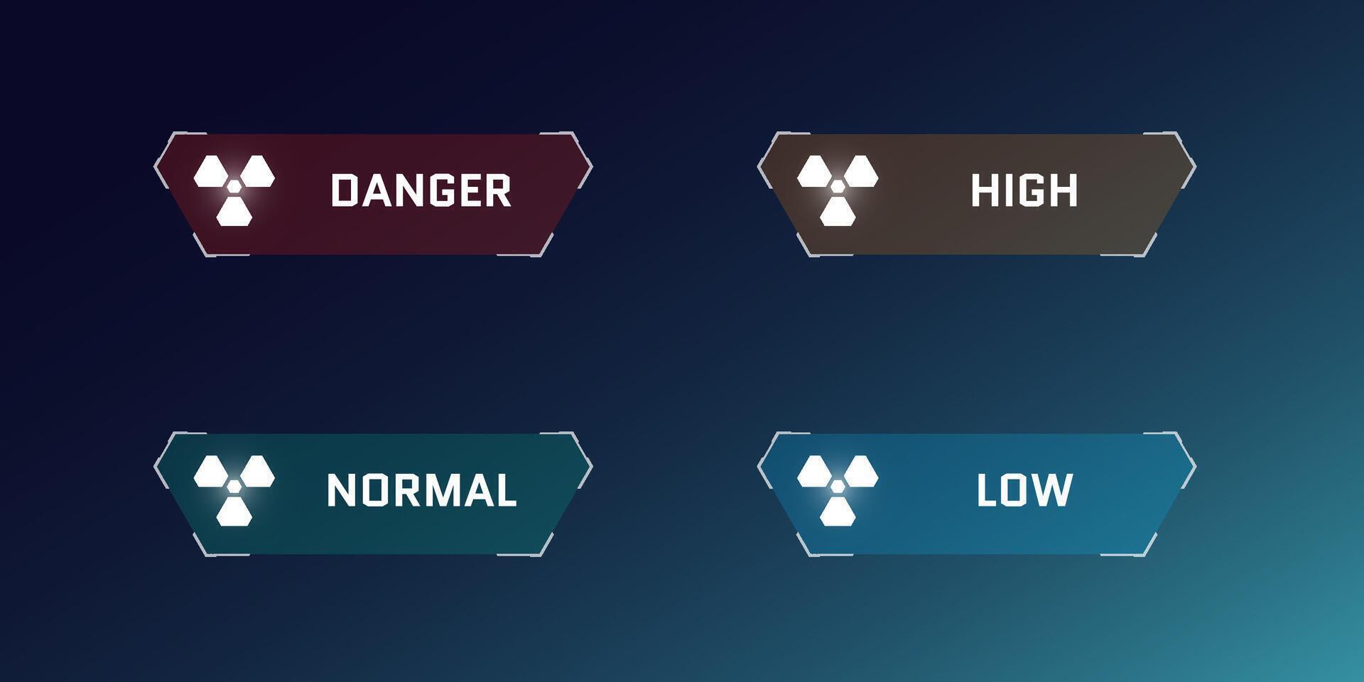 hud digital futurista do utilizador interface radiação quadro, Armação definir. sci fi Alto tecnologia radioativo nível elemento. gui e fui cyber monitoramento nuclear indicador painel de controle painel. cabeça acima exibição ui Projeto elemento vetor