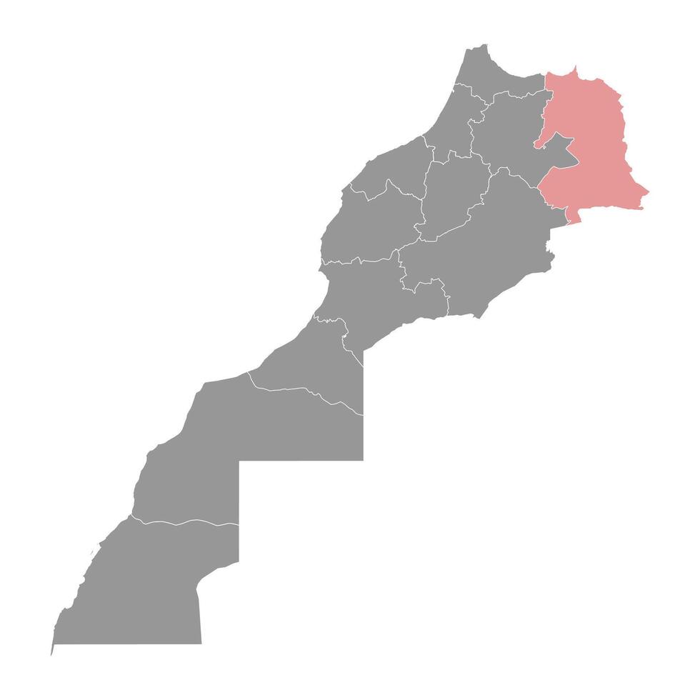 oriental região ou oujda região mapa, administrativo divisão do Marrocos. ilustração. vetor