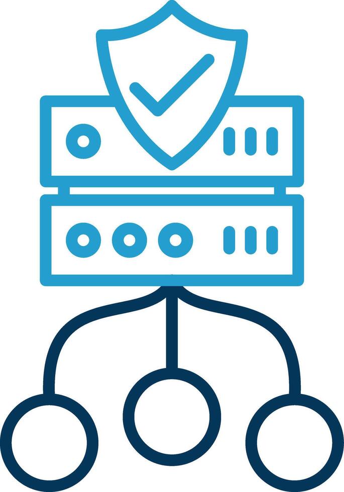 dados proteção linha azul dois cor ícone vetor
