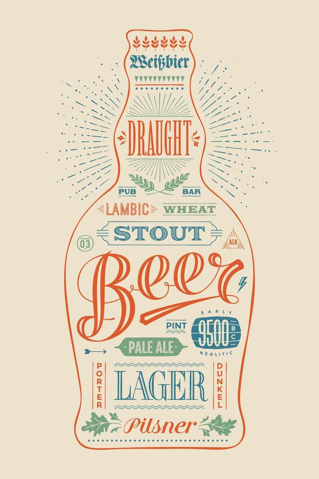 poster garrafa do Cerveja com mão desenhado letras vetor