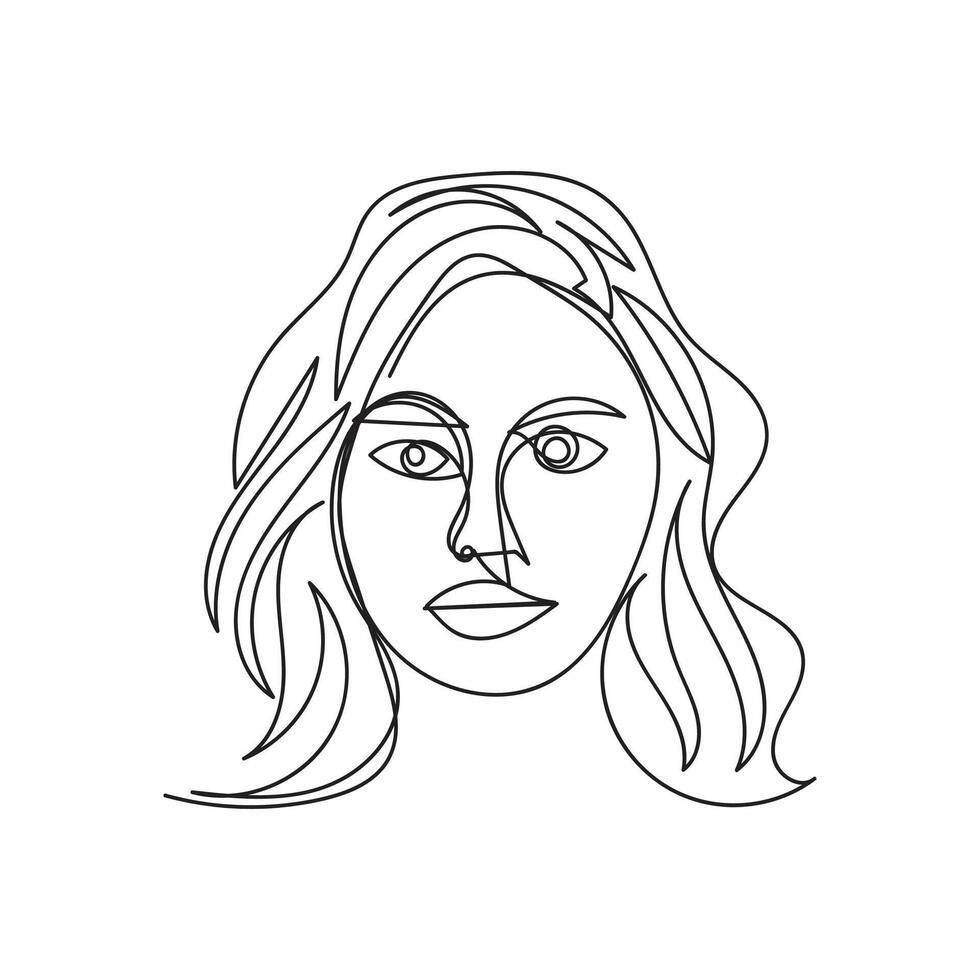 fêmea mínimo Projeto mão desenhado 1 linha estilo desenho, 1 linha arte contínuo desenhando vetor