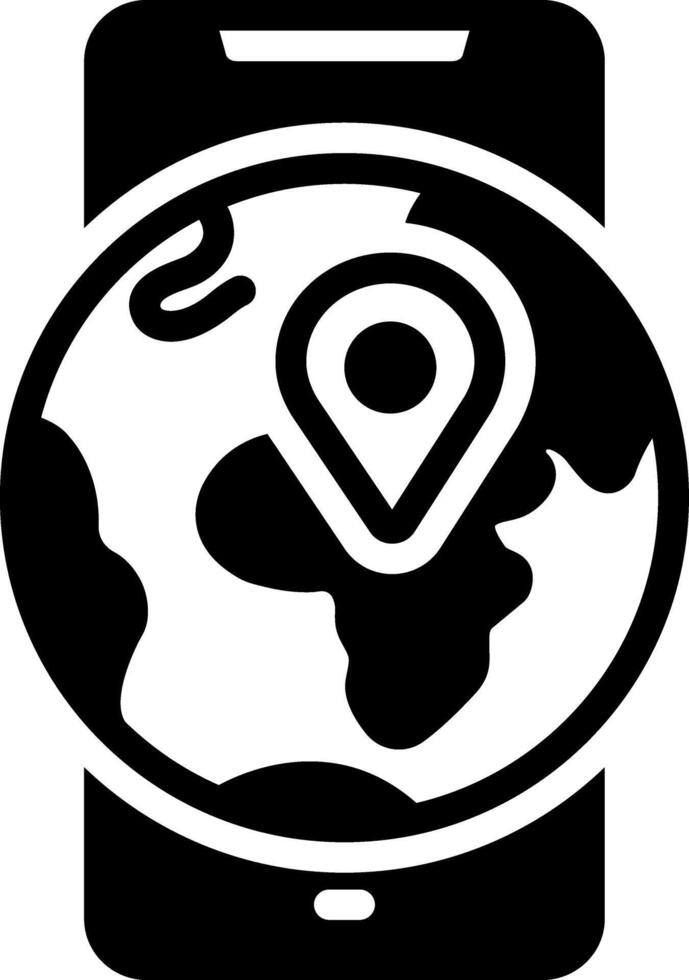 sólido Preto ícone para geolocalização vetor
