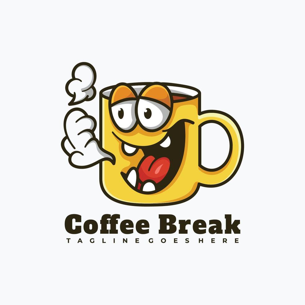 café copo mascote personagem logotipo Projeto ilustração vetor