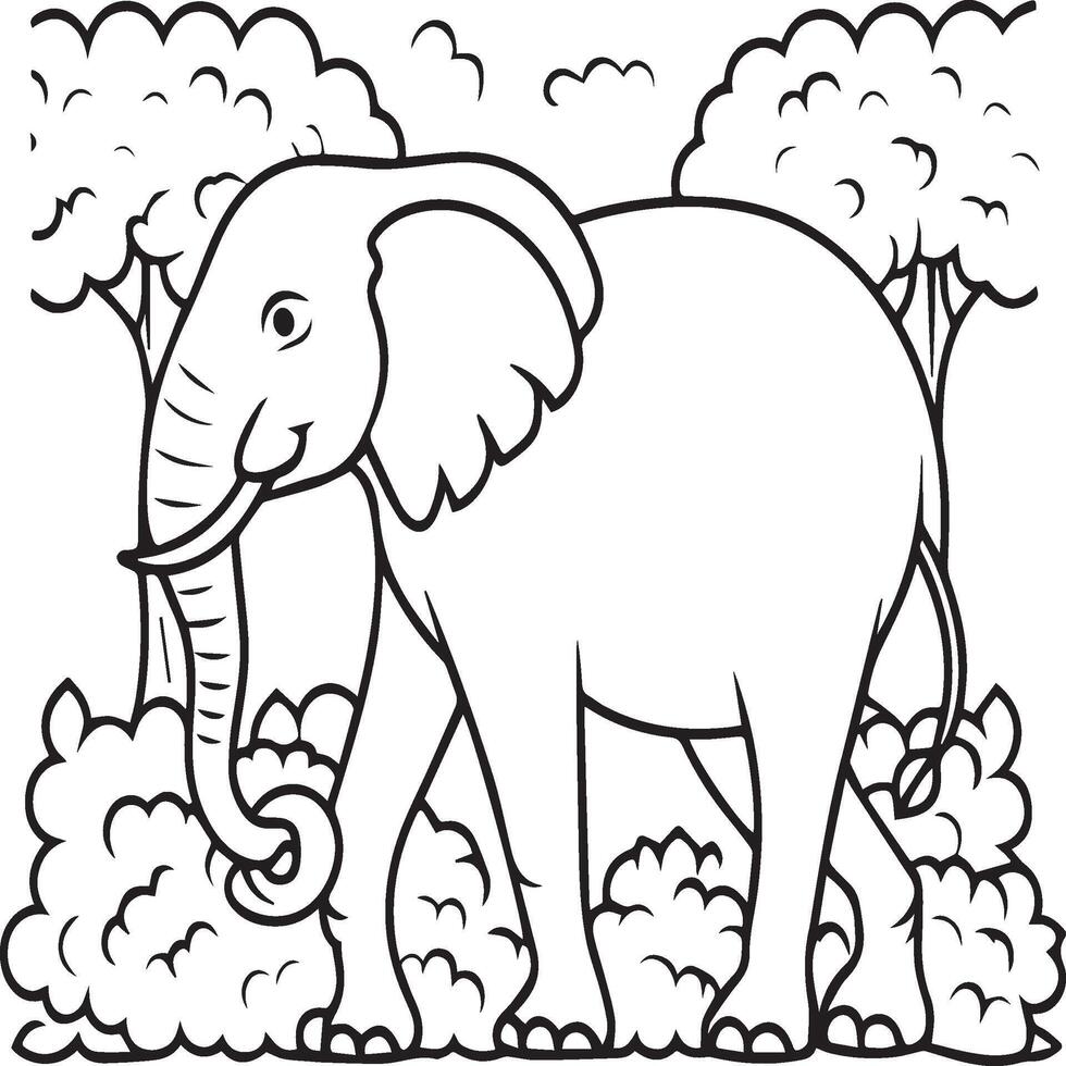 elefante animal coloração Páginas para coloração livro vetor