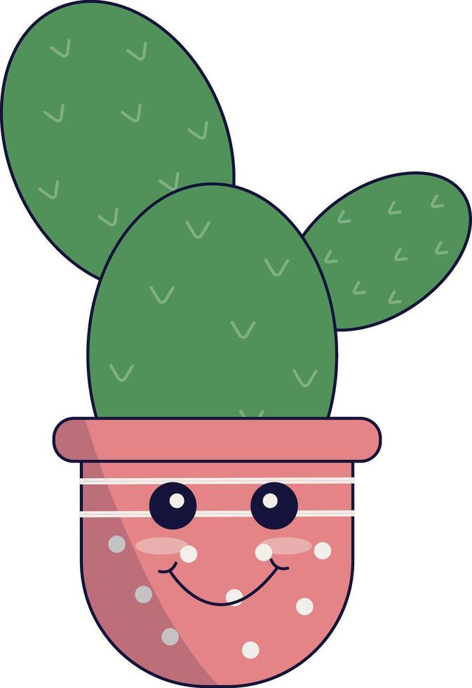 kawaii em vaso cacto ilustração. fofa desenho animado estilo. vetor