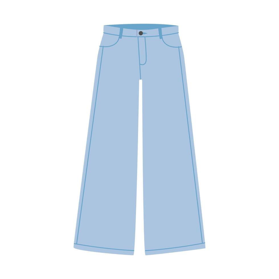 jeans. mulheres roupas. à moda azul jeans. cor plano ilustração isolado em branco fundo. desenhado à mão estilo. vetor