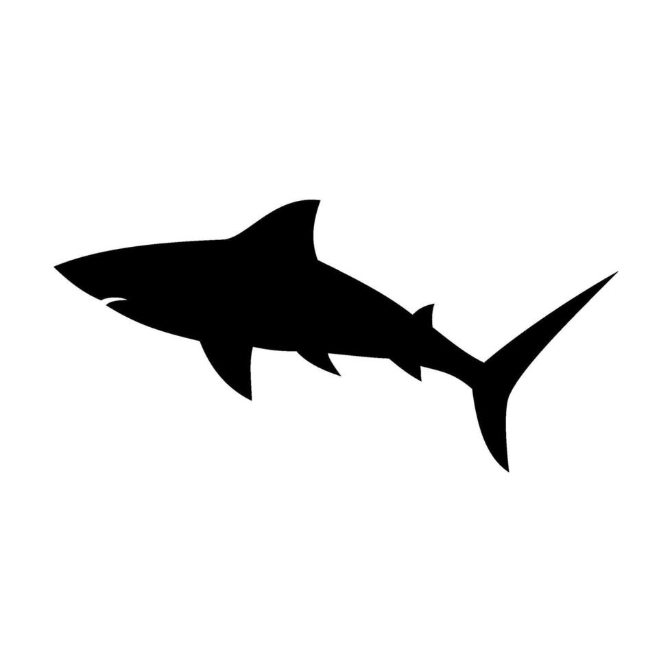 Tubarão silhueta plano ilustração em isolado fundo vetor