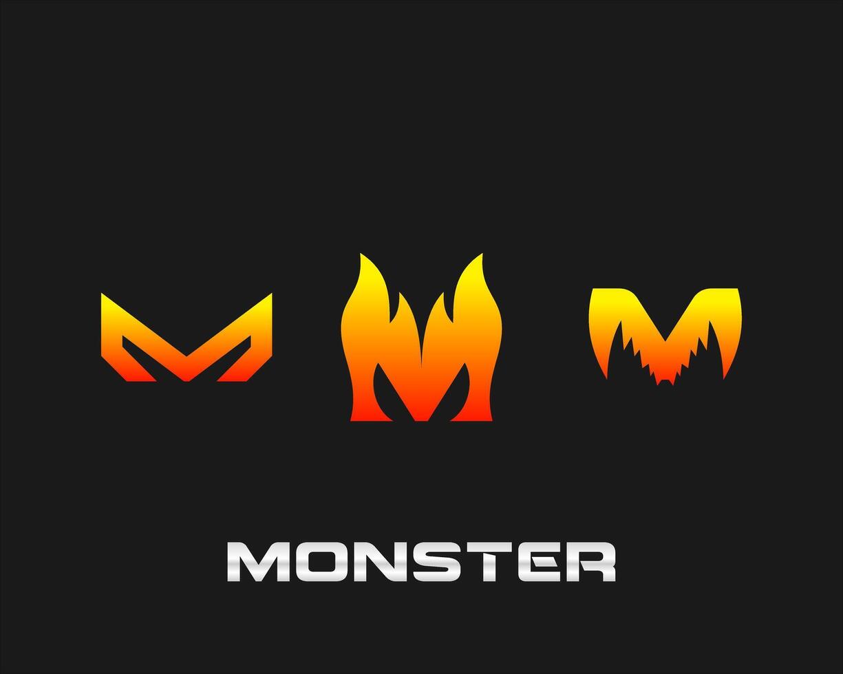 carta m monograma monstro logotipo Projeto. vetor
