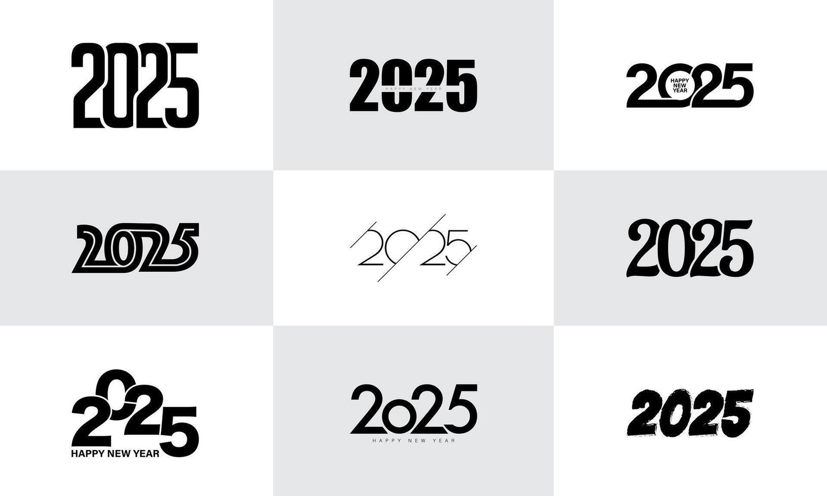 grande conjunto do 2025 feliz Novo ano logotipo texto Projeto. vetor