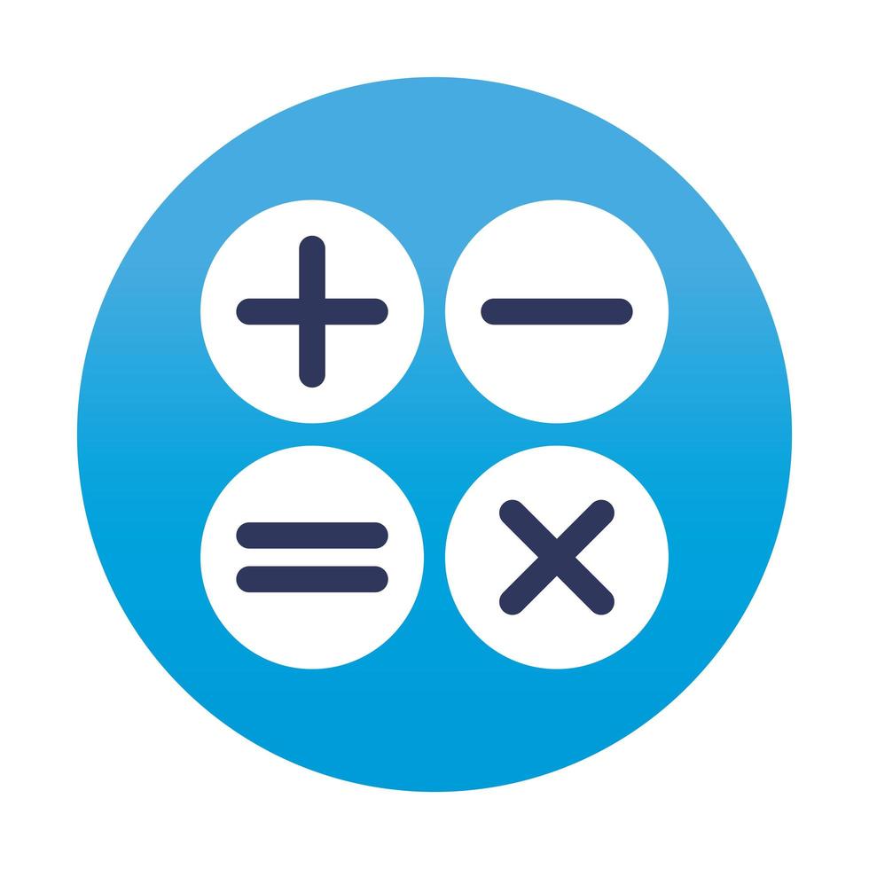 calculadora, adição, subtração, multiplicação e aplicativo de símbolo de divisão dentro de uma bolha vetor