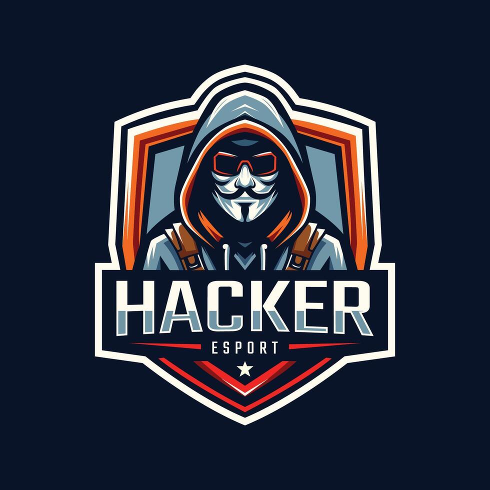 hacker mascote para Esportes e esport logotipo equipe. hacker com anônimo mascarar mascote ilustração vetor