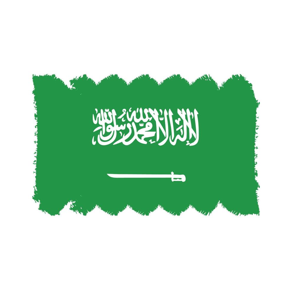 bandeira da saudita árabe com pincel pintado de aquarela vetor