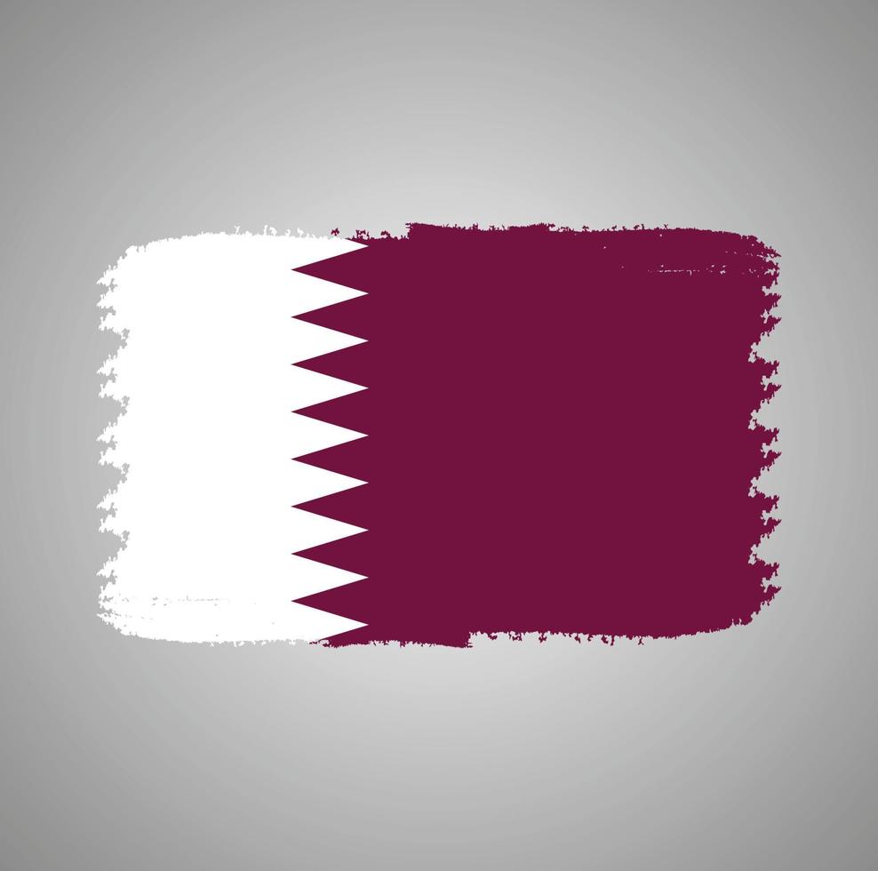 bandeira do qatar com pincel pintado de aquarela vetor