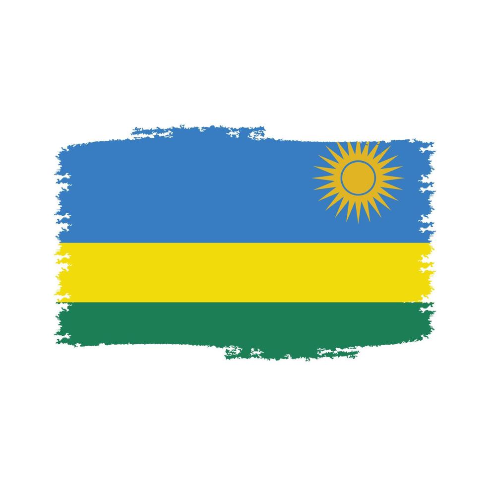 bandeira de Ruanda com pincel pintado de aquarela vetor