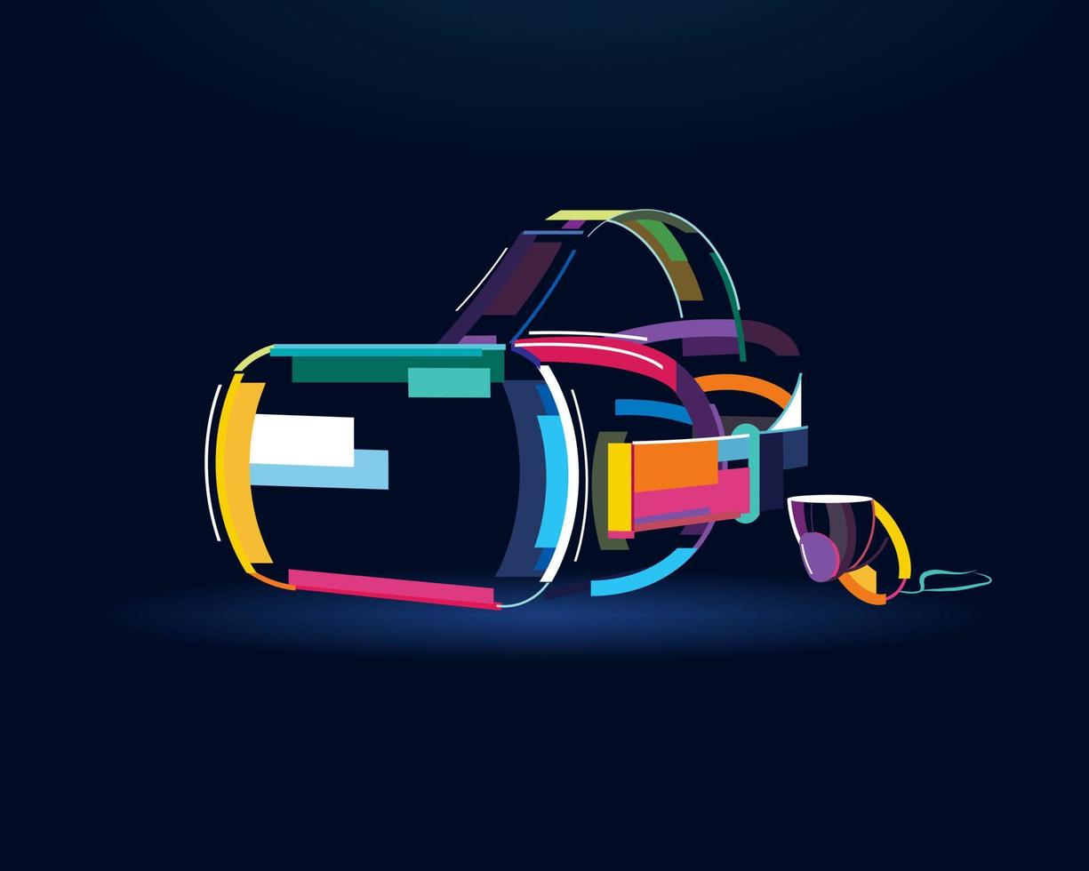 capacete de realidade virtual, desenho abstrato, colorido, gráficos digitais. ilustração vetorial de tintas vetor