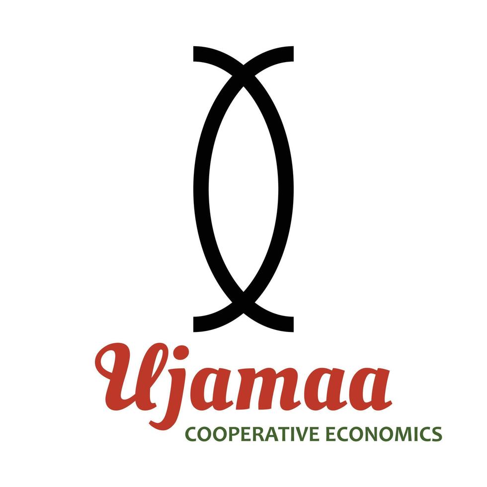 sete princípios do kwanzaa - dia 4 - ujamaa - economia cooperativa. símbolos tradicionais de kwanzaa - celebração do feriado do patrimônio afro-americano. ilustração vetorial isolada no fundo branco vetor