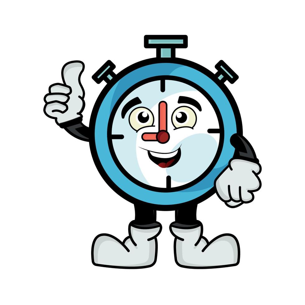 personagem de desenho animado do mascote do relógio. estilo de ilustração simples. vetor de modelo de design