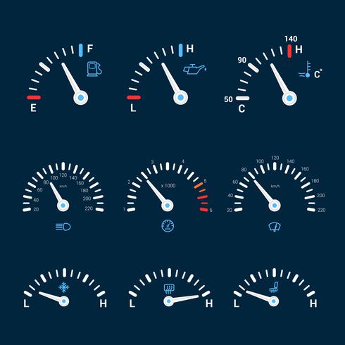 Ícones de interface do velocímetro vetor