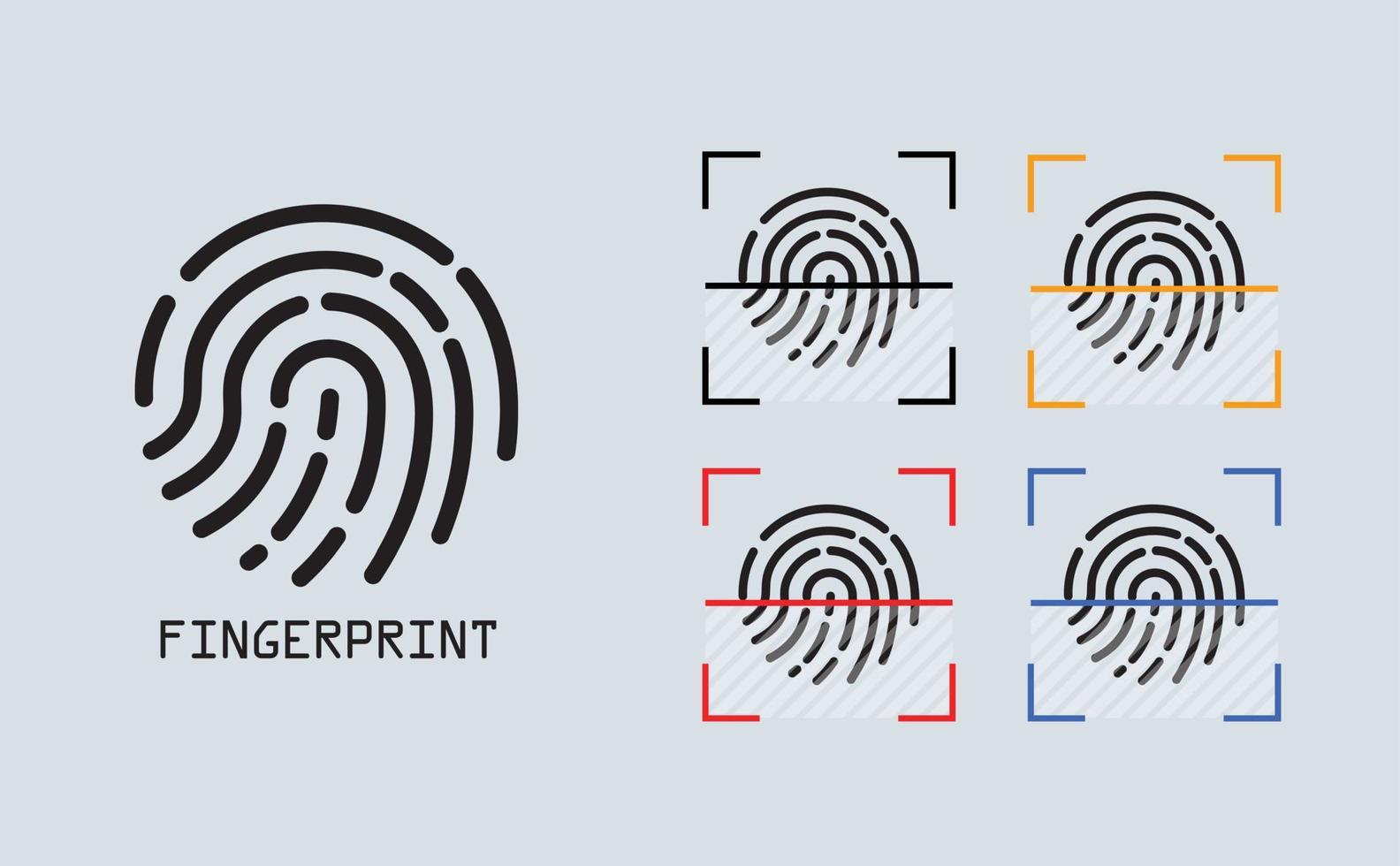 conjunto de sinal de impressão digital de digitalização. ícone de autenticação digital. autorização biométrica. vetor