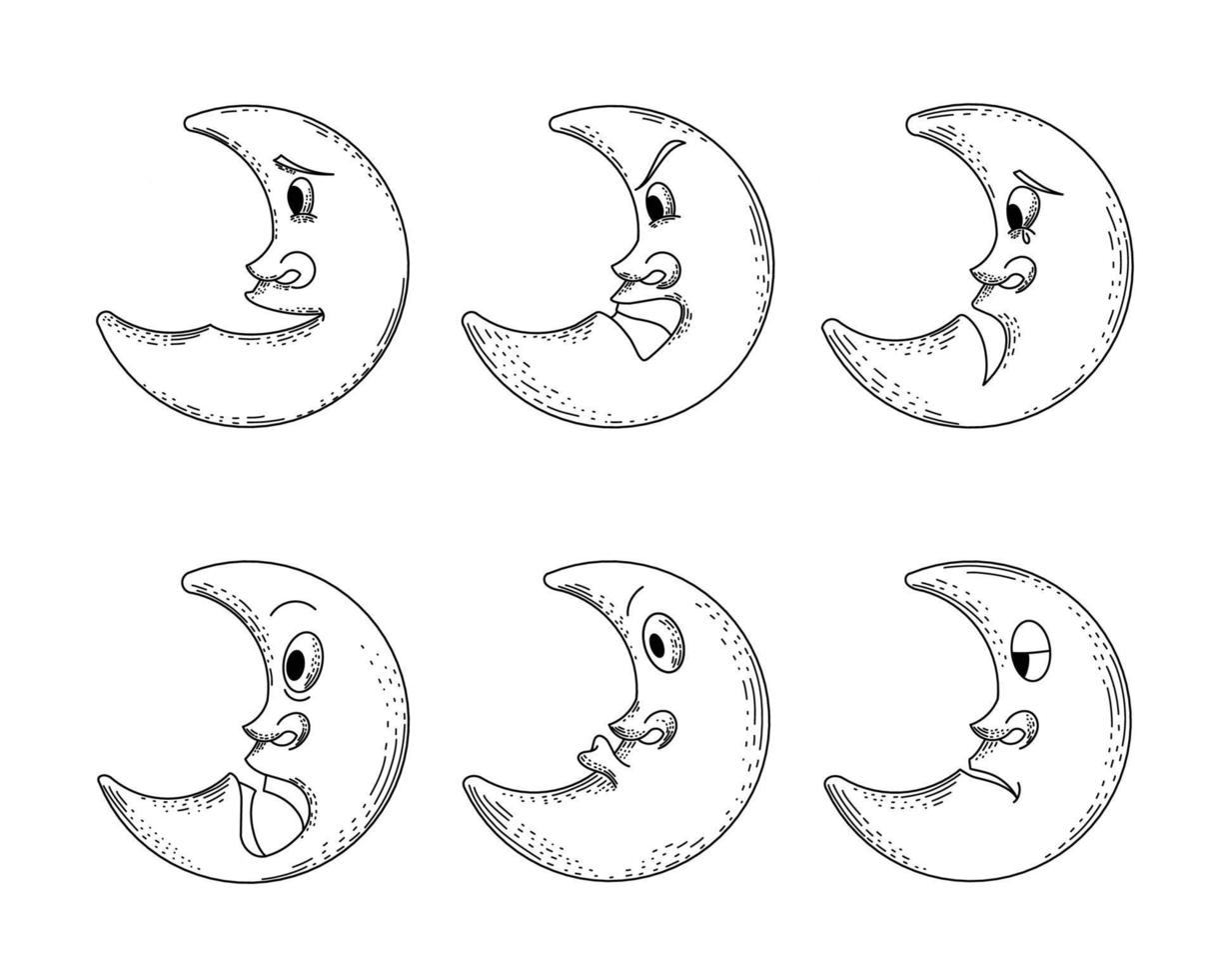 expressão meia lua céu noite vetor