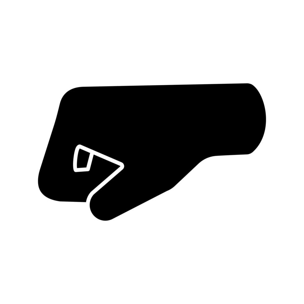 ícone de glifo de emoji de punho esquerdo. símbolo da silhueta. punho voltado para a esquerda. soquinho. brofist. espaço negativo. ilustração isolada do vetor