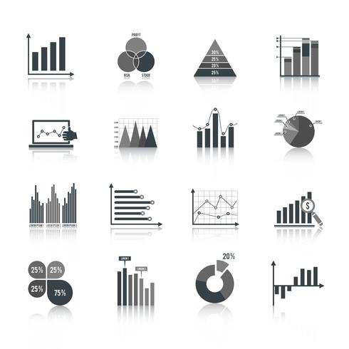 Conjunto de ícones de gráfico de negócios vetor