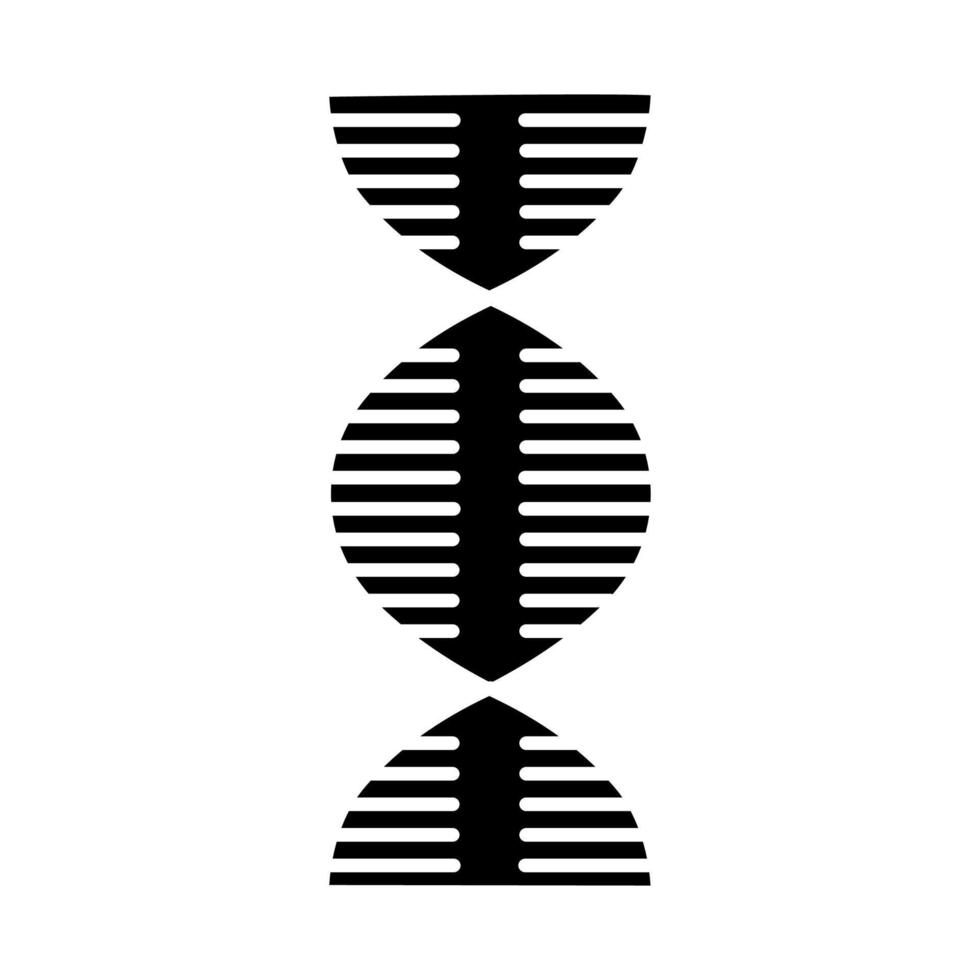 ícone de glifo de espiral de DNA. desoxirribonucléico, hélice de ácido nucléico. cromossoma. biologia molecular. Código genético. genoma. genética. Medicina. símbolo da silhueta. espaço negativo. ilustração isolada do vetor