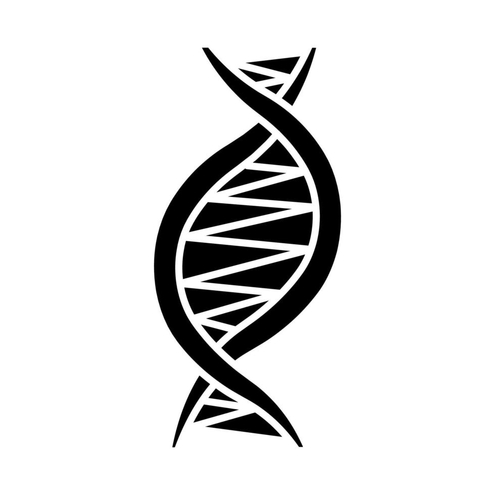 ícone de glifo de hélice de DNA para canhotos. z-dna. desoxirribonucléico, ácido nucléico. cromossoma. biologia molecular. Código genético. genética. símbolo da silhueta. espaço negativo. ilustração isolada do vetor