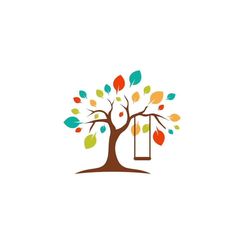 modelo de design de logotipo de árvore colorida. logotipo da árvore de luxo vetor