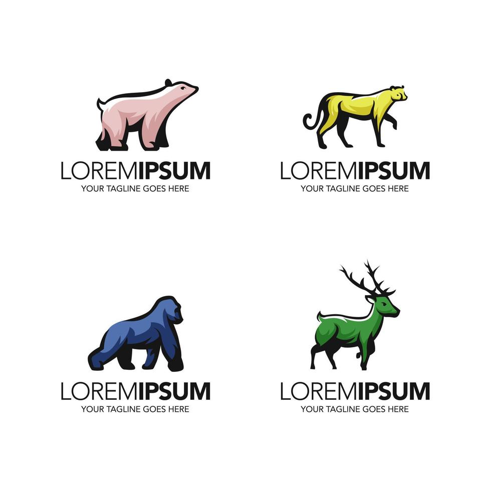 Design de logotipo de animais selvagens simples e minimalista com linhas abstratas vetor