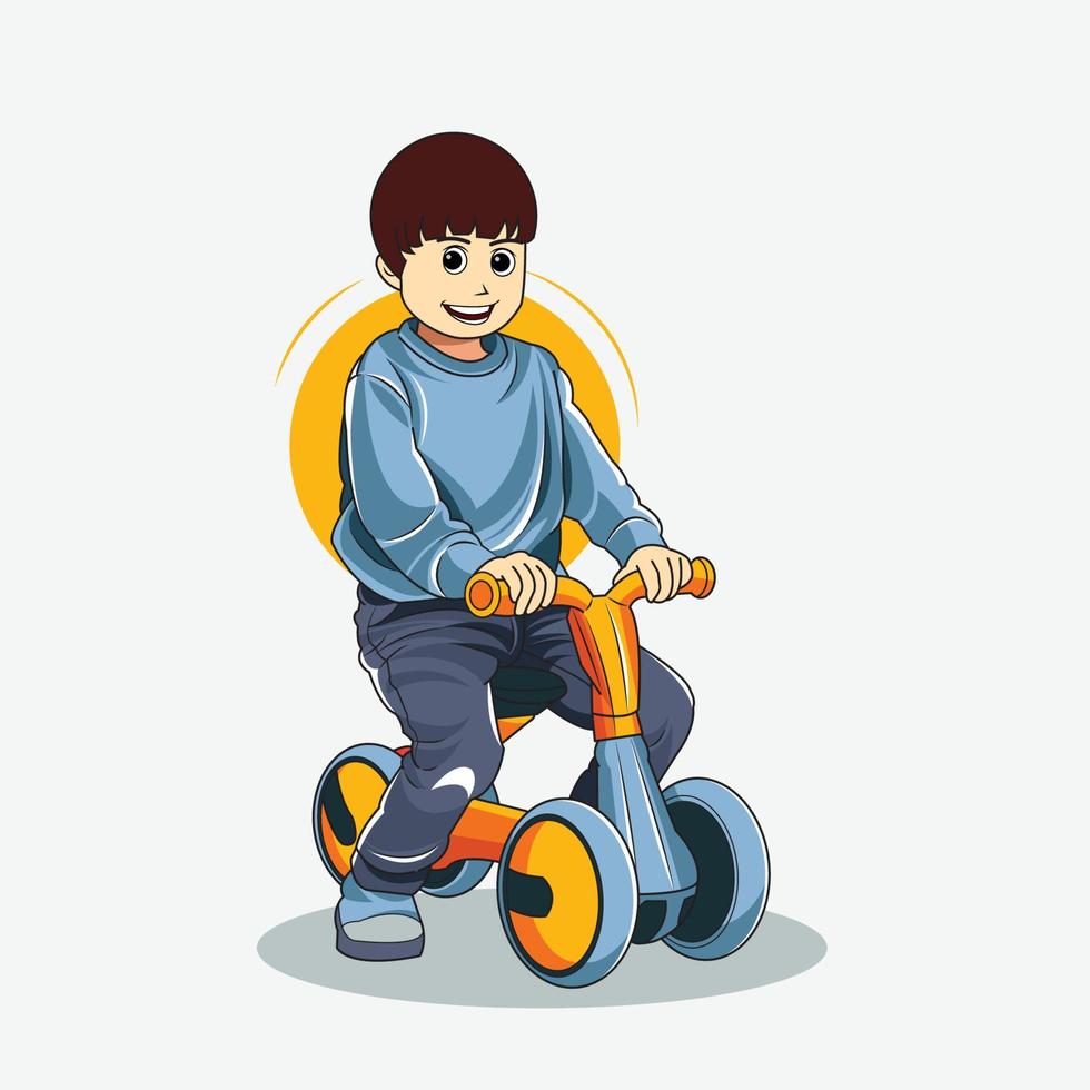 ilustração vetorial menino andando de bicicleta download grátis vetor