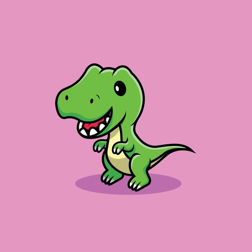 Desenho de dinossauro fofo posando com sorrindo fotomural