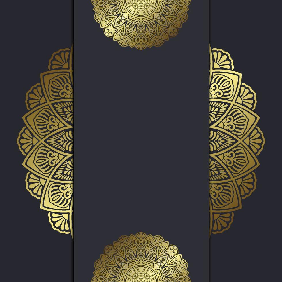 Fundo ornamentado de mandala de ouro de luxo para convite de casamento, capa do livro com estilo de elemento de mandala vetor