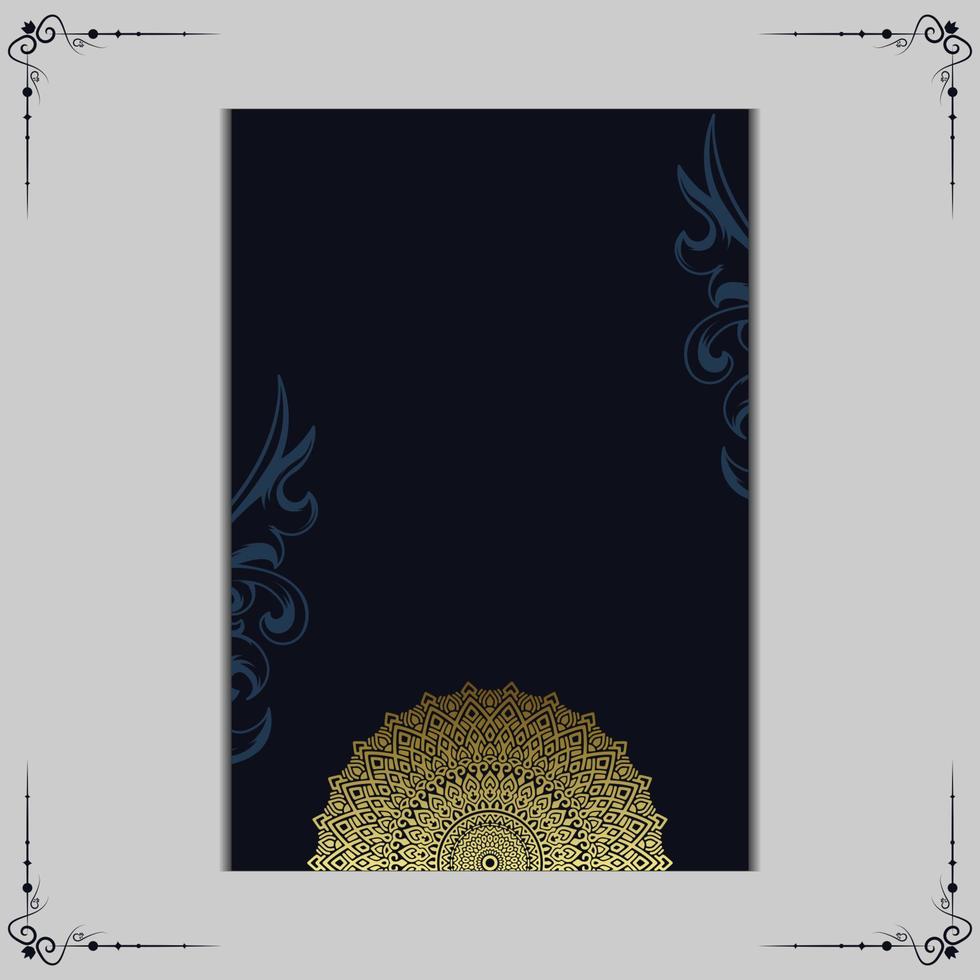 Fundo ornamentado de mandala de ouro de luxo para convite de casamento, capa de livro vetor