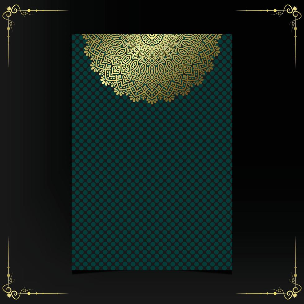 Fundo ornamentado de mandala de ouro de luxo para convite de casamento, capa de livro vetor