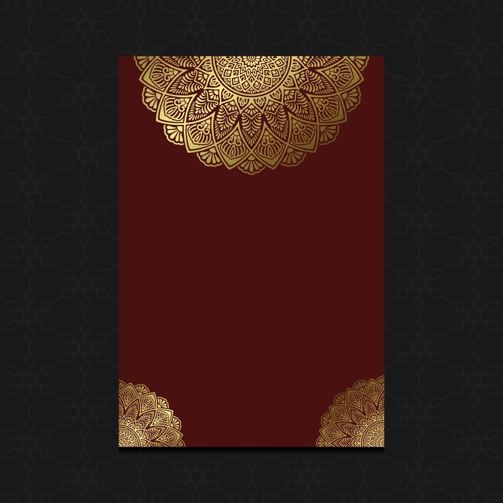 Fundo ornamentado de mandala de ouro de luxo para convite de casamento, capa de livro vetor