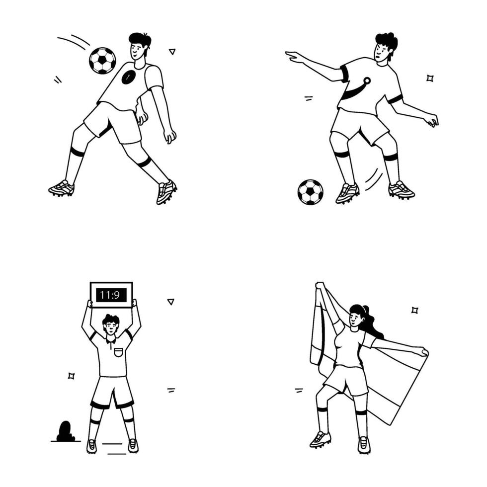 futebol esporte plano ilustrações vetor