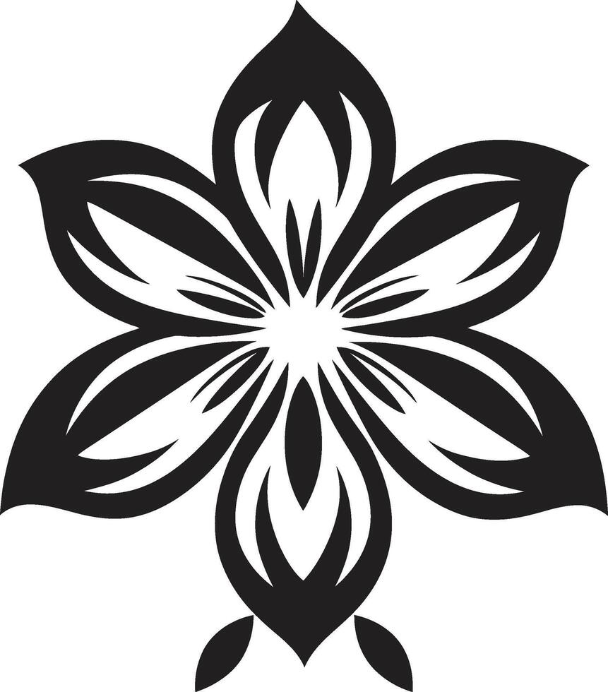 botânico esboço monocromático simbólico espessado flor contorno Preto icônico quadro, Armação vetor