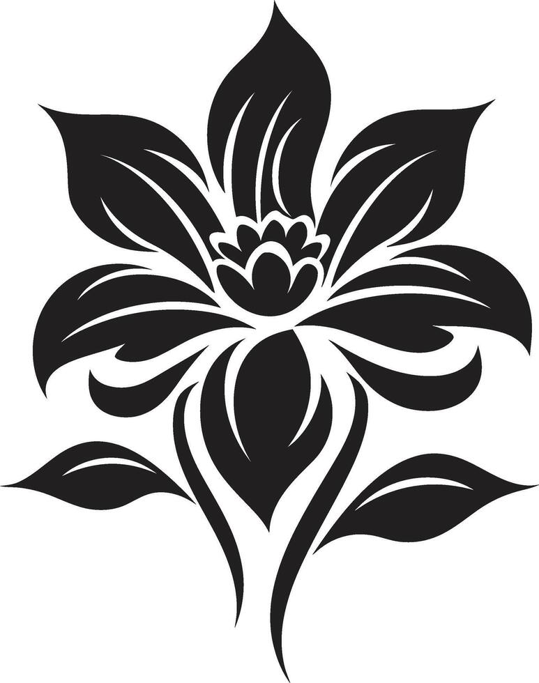 espessado flor esboço Preto designado emblema minimalista floral essência monocromático emblema quadro, Armação vetor