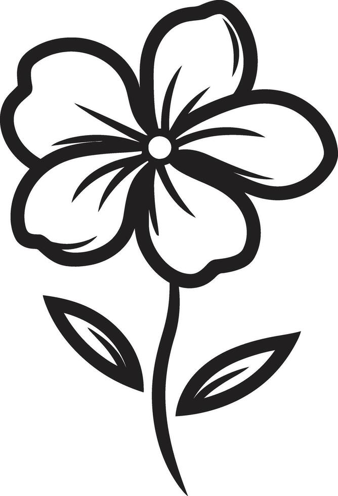 expressivo mão desenhado gesto monocromático emblemático ícone simples esboçado floral Preto vetorizado emblema vetor