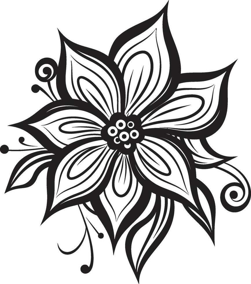 elegante pétala icônico símbolo detalhe monocromático flor arte emblemático detalhe vetor