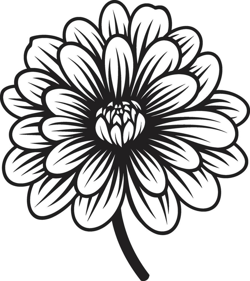 Flor noir emblema singular flor monocromático icônico arte vetor