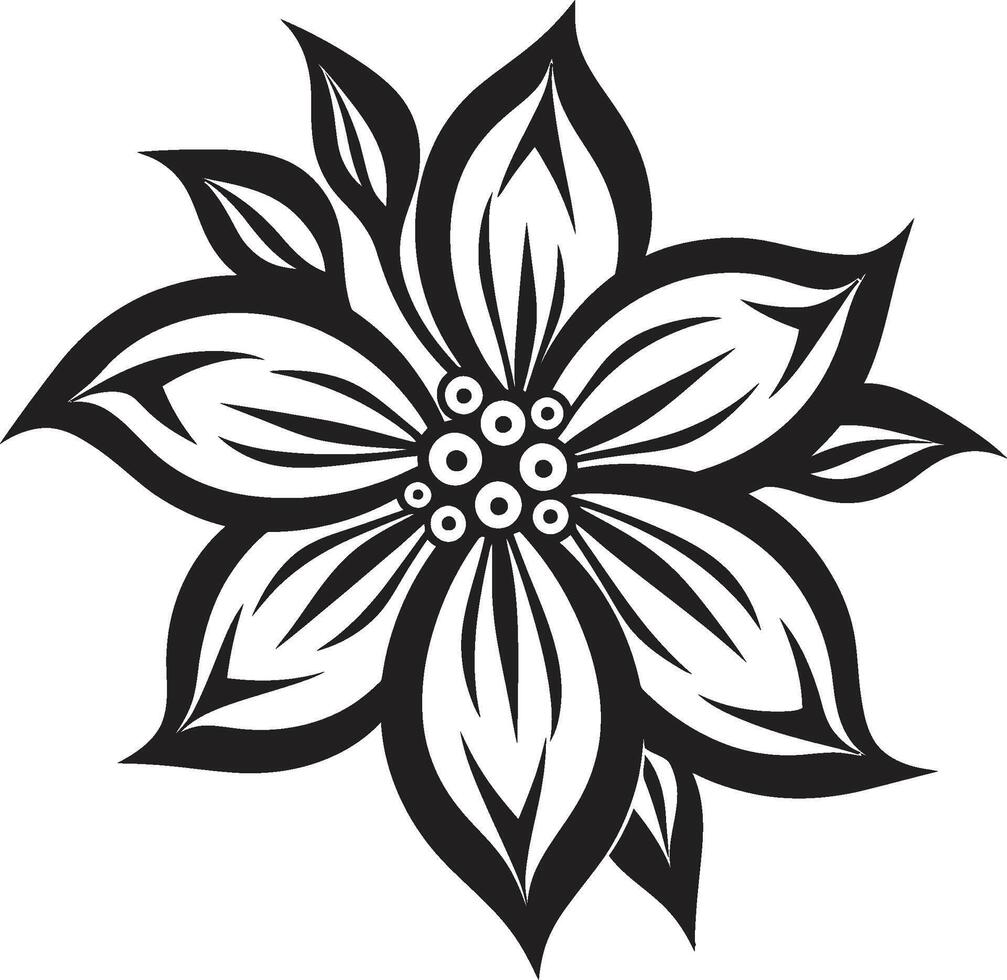 gracioso flor assinatura Preto ícone detalhe minimalista Flor icônico Projeto detalhe vetor