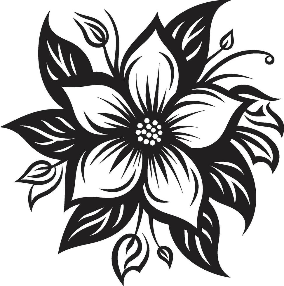 etéreo flor impressão emblemático Projeto singular Flor Preto ícone vetor