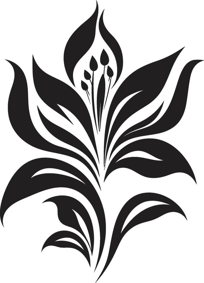 chique floral elemento icônico logotipo detalhe lustroso solteiro flor Projeto Preto emblema vetor